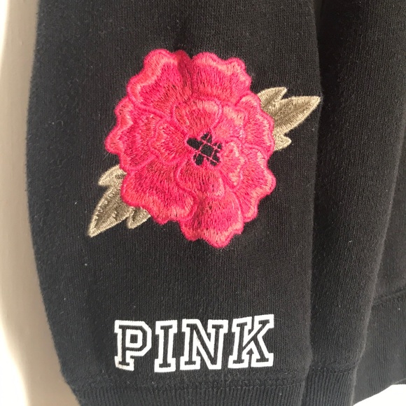 VS PINK ROSE EMBROIDERED CREW SWEATSHIRT - Picture 2 of 3